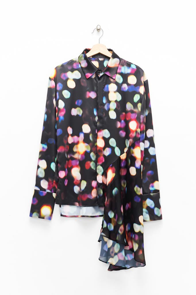Slade Collection- Velvet Goldmine Inspired Asymmetry Printed Dots Shirt - Johan Ku Shop