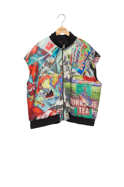 Andy Collection- Double Face Over-sized Graphic Vest - Johan Ku Shop