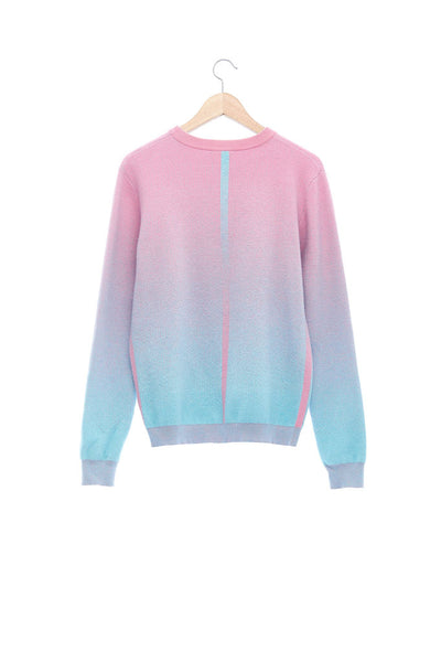 Andy Collection- Calories Graphic Knitted Jacquard Round Neck Top - Pink/Blue - Johan Ku Shop