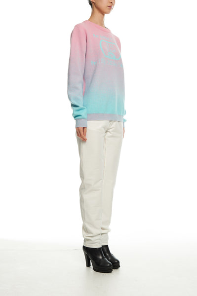 Andy Collection- Calories Graphic Knitted Jacquard Round Neck Top - Pink/Blue - Johan Ku Shop