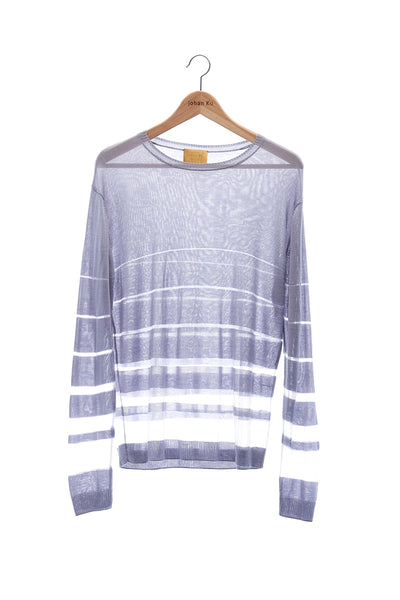 Elioliver Collection- See-Through Stripe Knitted Top - Gray - Johan Ku Shop
