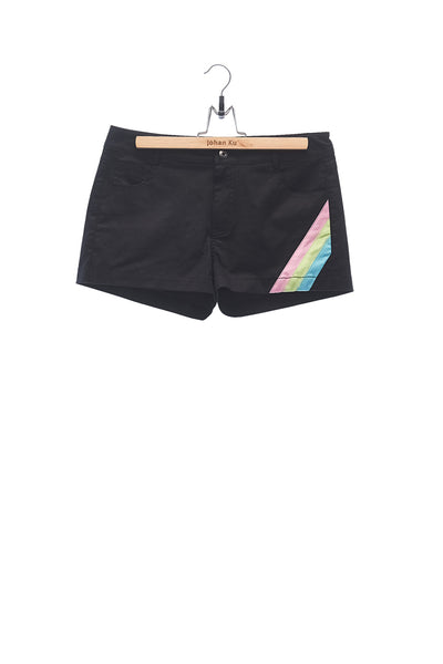 Elioliver Collection- Pastel Rainbow Detailed Hot Pants - 黑色