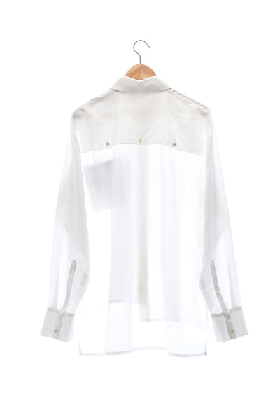 Elioliver Collection- Sculpture Graphic Pocket Over-Sized Shirt - White - Johan Ku Shop