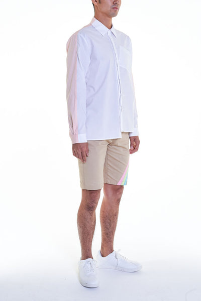 Elioliver Collection- Contrast Colour Over-Sized Shirt - White/Skin - Johan Ku Shop