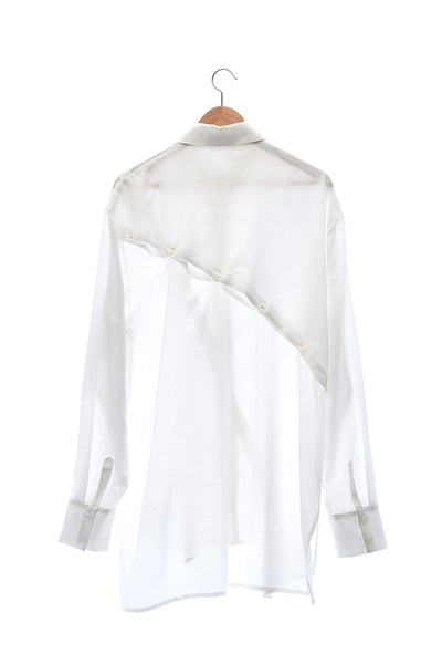 Elioliver Collection- Asymmetry Details Over-Sized Shirt - White - Johan Ku Shop