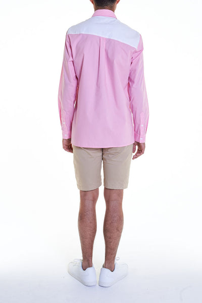 Elioliver Collection- Contrast Colour Details Over-Sized Shirt - Pink/White - Johan Ku Shop