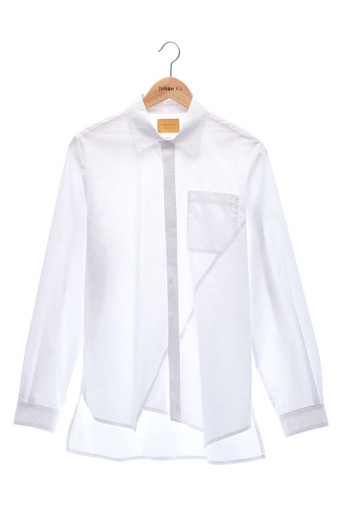 Elioliver Collection- Asymmetry Details Cotton Shirt - White - Johan Ku Shop