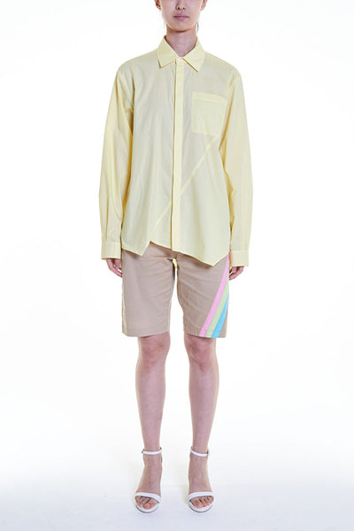 Elioliver Collection- Asymmetry Details Cotton Shirt - Light Yellow - Johan Ku Shop