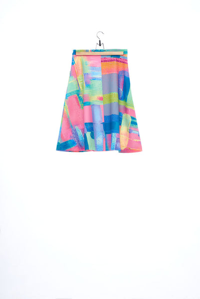 "The Painters" Collection- Abstract Paint Printed A-Line Skirt