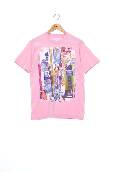 "The Painters" Collection- Painting Tools POP Graphic Print T-Shirt -Pink