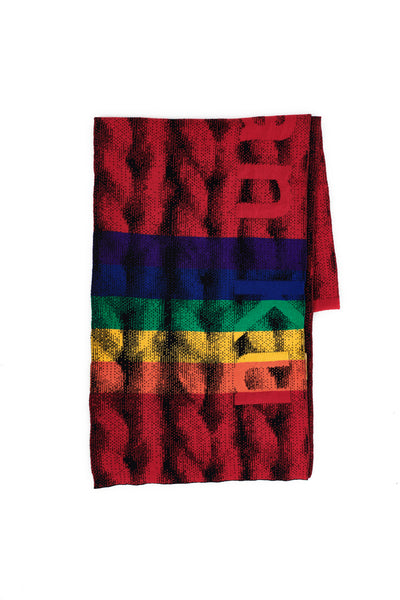 Sean Collection- Chunky Knitting Graphic Jacquard Rainbow Stripes Long Scarf