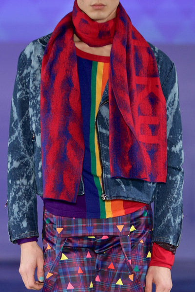 Sean Collection-Printed Overalls- Purple Check with Rainbow Triangle Dots