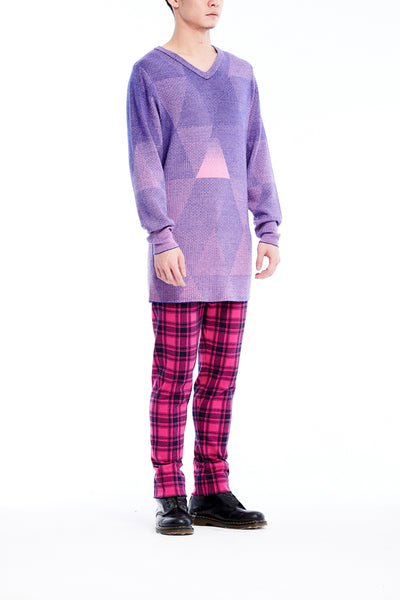 Sean Collection- Triangle Image Graphic Jacquard Knitwear- Blue/Pink