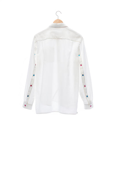Sean Collection- Silk/Cotton Asymmetric Cutting Shirt- White