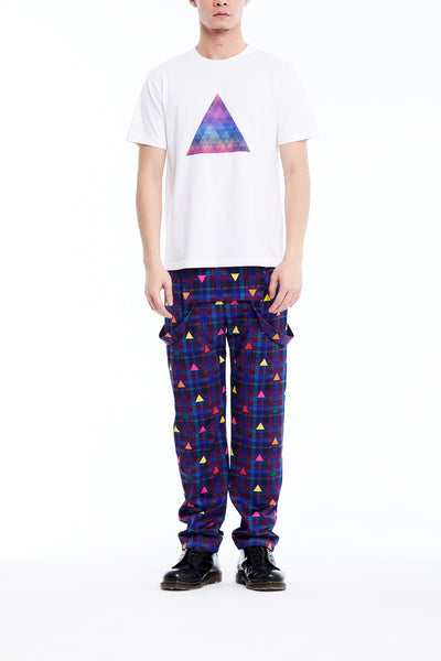Sean Collection- BPM Inspired Rainbow Triangle Graphic T-Shirt -White