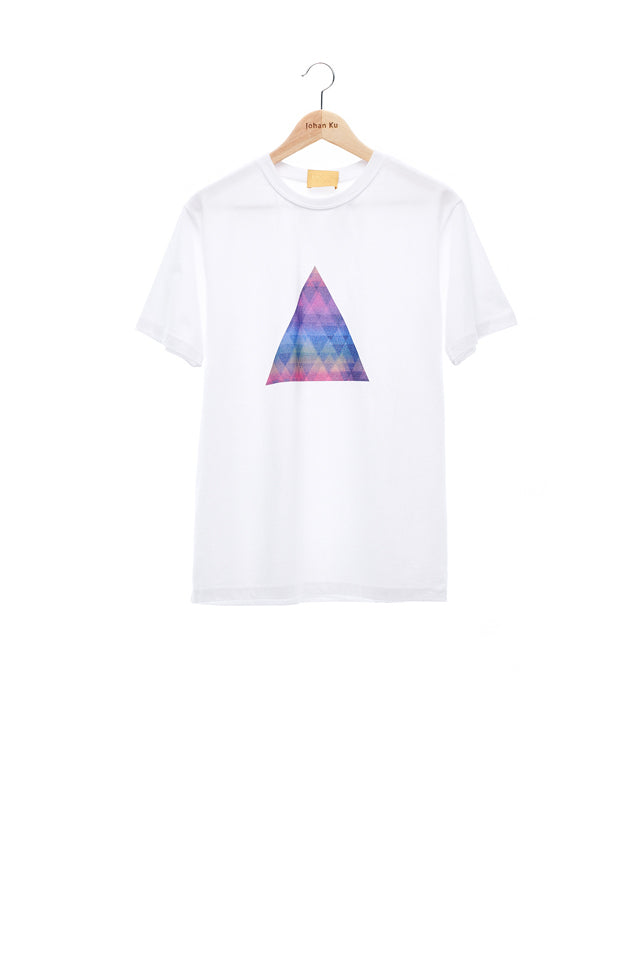 Sean Collection- BPM Inspired Rainbow Triangle Graphic T-Shirt -White
