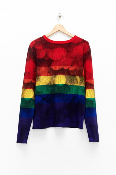Slade Collection- Rainbow Colour Knitted Sparkle Dots Jacquard Top - Johan Ku Shop
